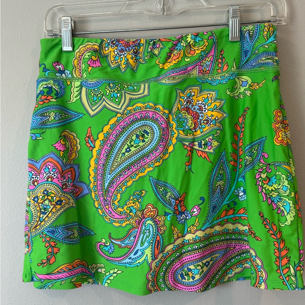 Southwind Apparel Court Skort Womens Size Small Green Pink Paisley Print Tennis